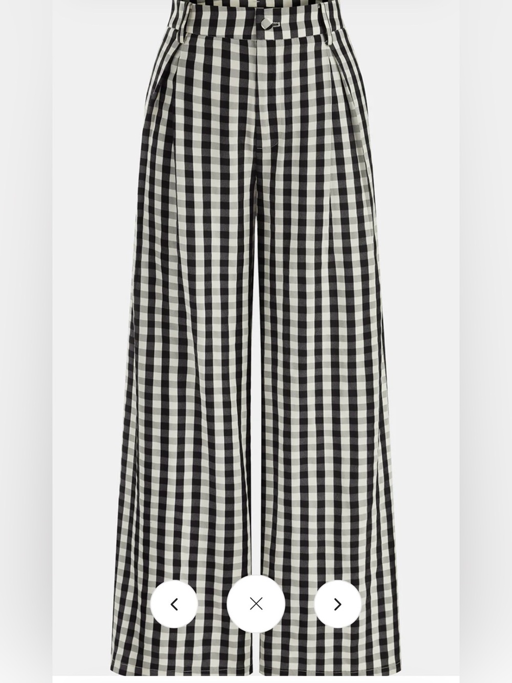 Commense Black & White Gingham Halter Tie-Front Top with Wide-Leg Pants Set - Picture 4 of 12